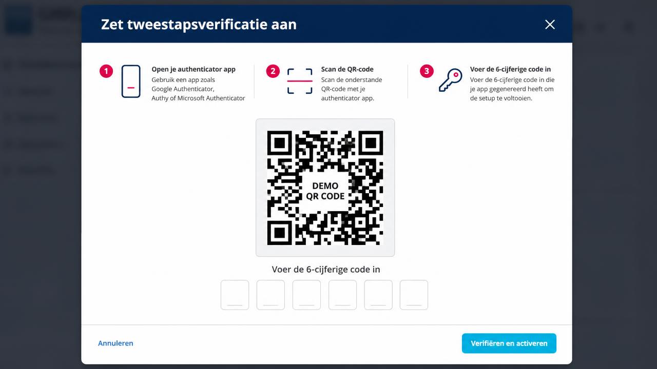 Gebruiker scant de QR-code met een authenticator-app
